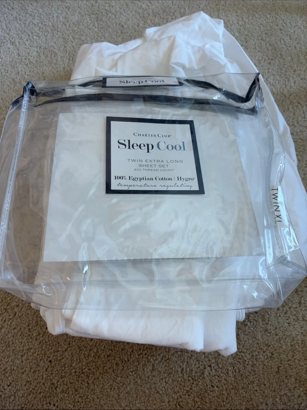 Charter Club Sleep Cool Twin XL White Sheet Set